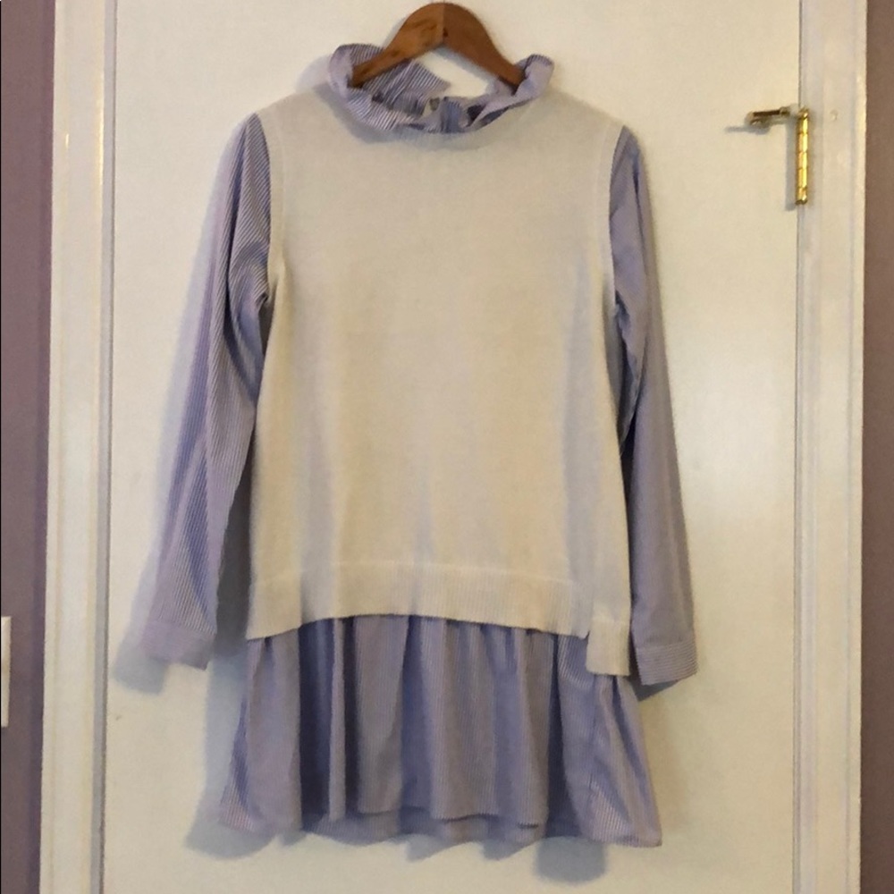 Purple and cream shirt dress